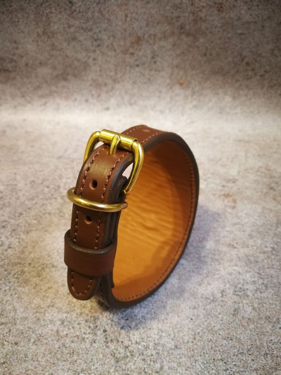 Brown Leather Hound Collar, Basset Hound Dog Collar, Leather Whippet Dog Collar, Luxury GreyHound and Whippet Dog Collar,Sighthound Collar