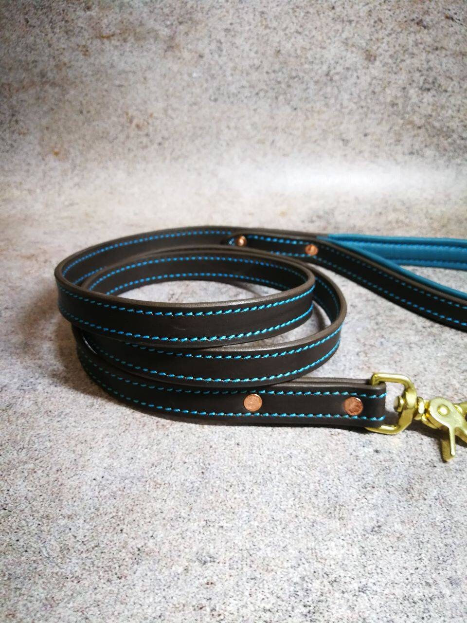 Turquoise Jeweled Leather Dog Collar and Leash Set, Matching Collar and Leash, Custom Dog Leash and Collar with Decor, Turquoise Set for Dog