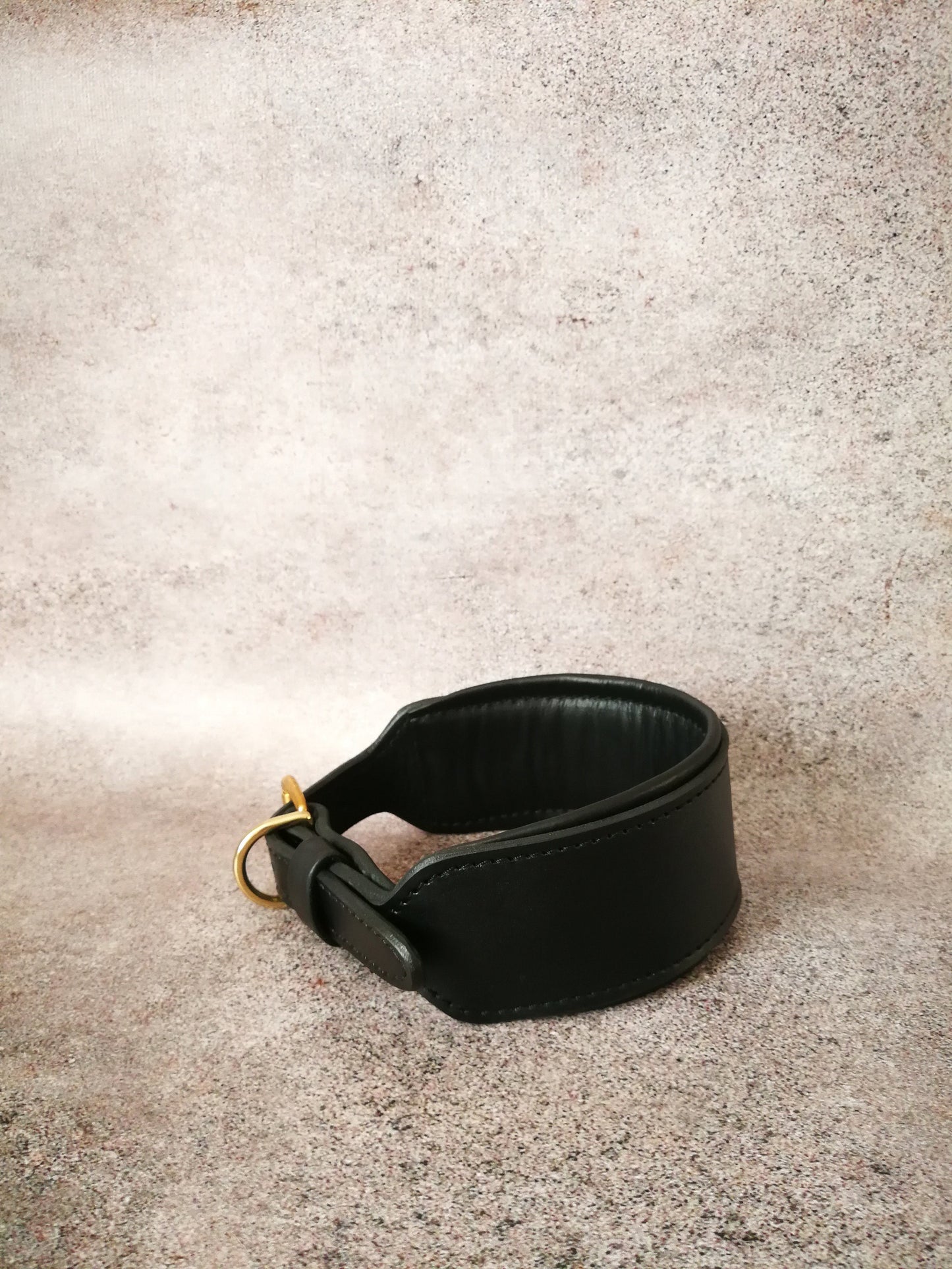 Classic Black Leather Padded Dog Collar Solid Brass Hardware, Traditional Leather Dog Collar to measurements, Soft Cushion Dog Collar