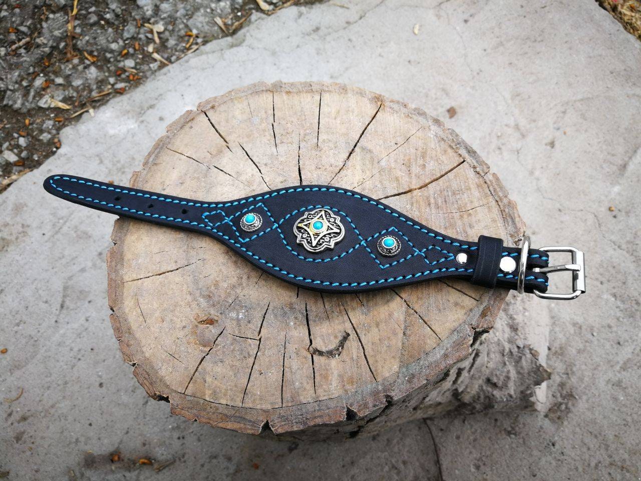 Whippet, Afgan Saluki, Lurcher, Sighthound, Hound Leather Dog Collar Wide in the centre, Beautiful Collar for Long Neck Dog, Luxury Collar