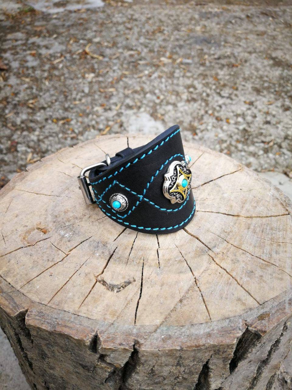 Whippet, Afgan Saluki, Lurcher, Sighthound, Hound Leather Dog Collar Wide in the centre, Beautiful Collar for Long Neck Dog, Luxury Collar