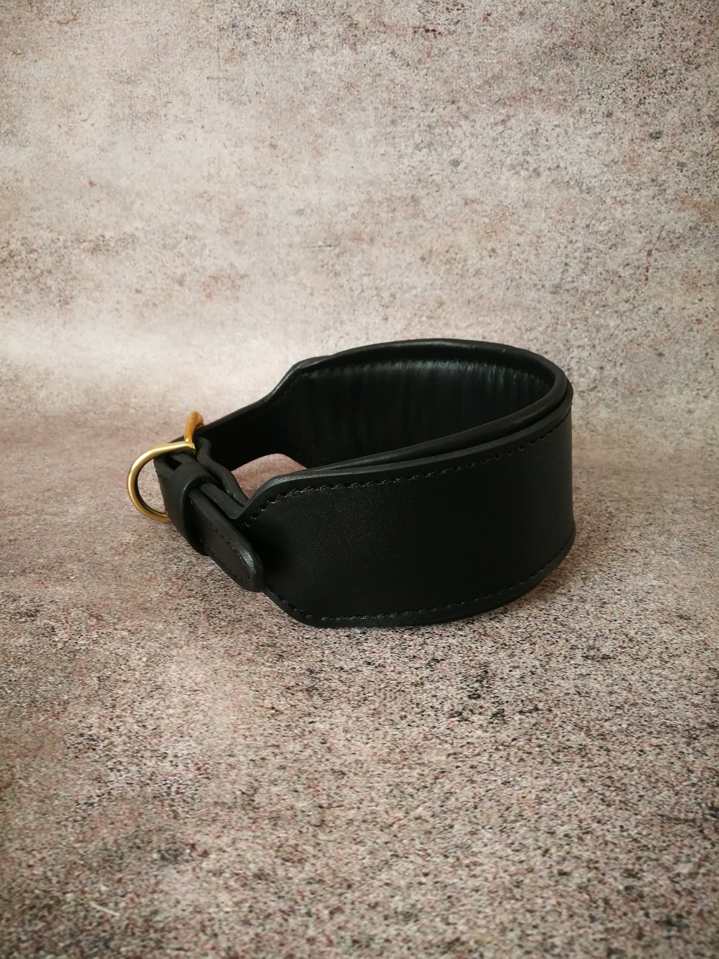 Classic Black Leather Padded Dog Collar Solid Brass Hardware, Traditional Leather Dog Collar to measurements, Soft Cushion Dog Collar