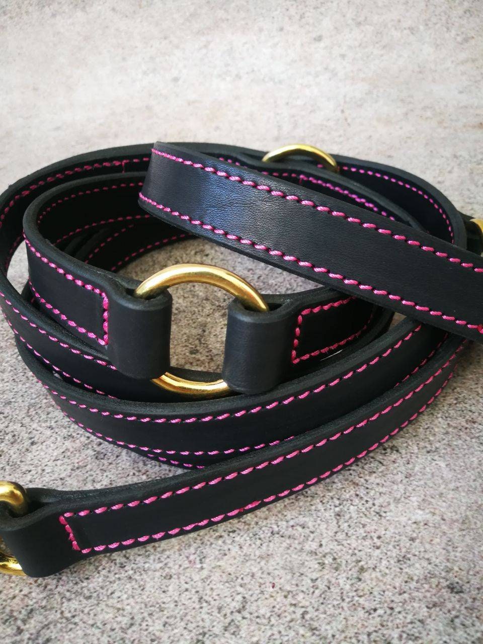 Multifunctional Thick Leather Leash, Adjustable Dog Leash, 1 in wide heavy duty dog leash, 2.5 cm wide training leash, Hands free dog leash
