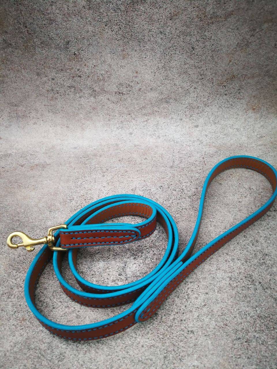 Genuine Leather Brown Dog Leash, Turquoise Dog Leash, 6 feet Leather Dog Leash, 5 feet brown leash, 2 meters long leash, 150 cm Dog leash