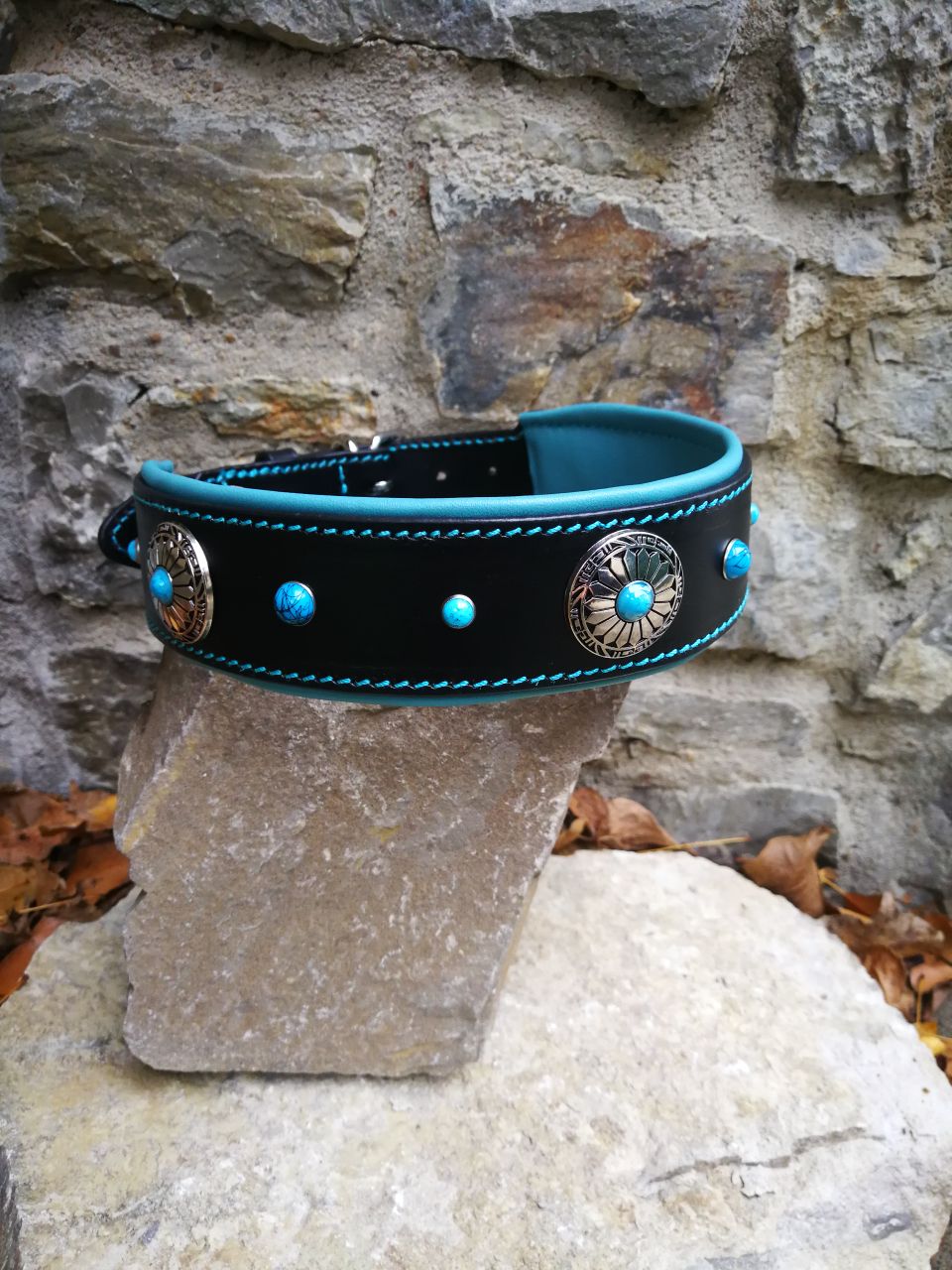 Turquoise Flower Dog Collar