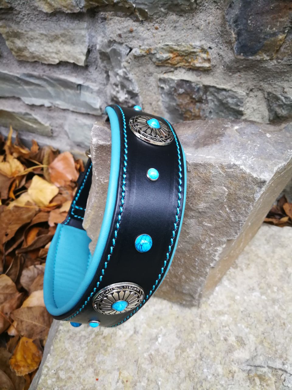 Turquoise Flower Dog Collar