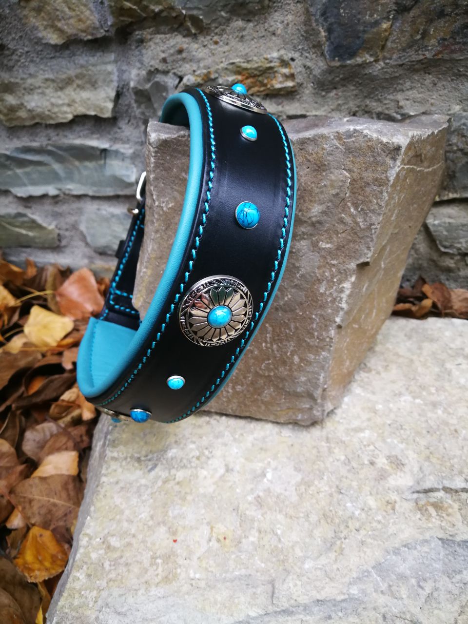 Turquoise Flower Dog Collar