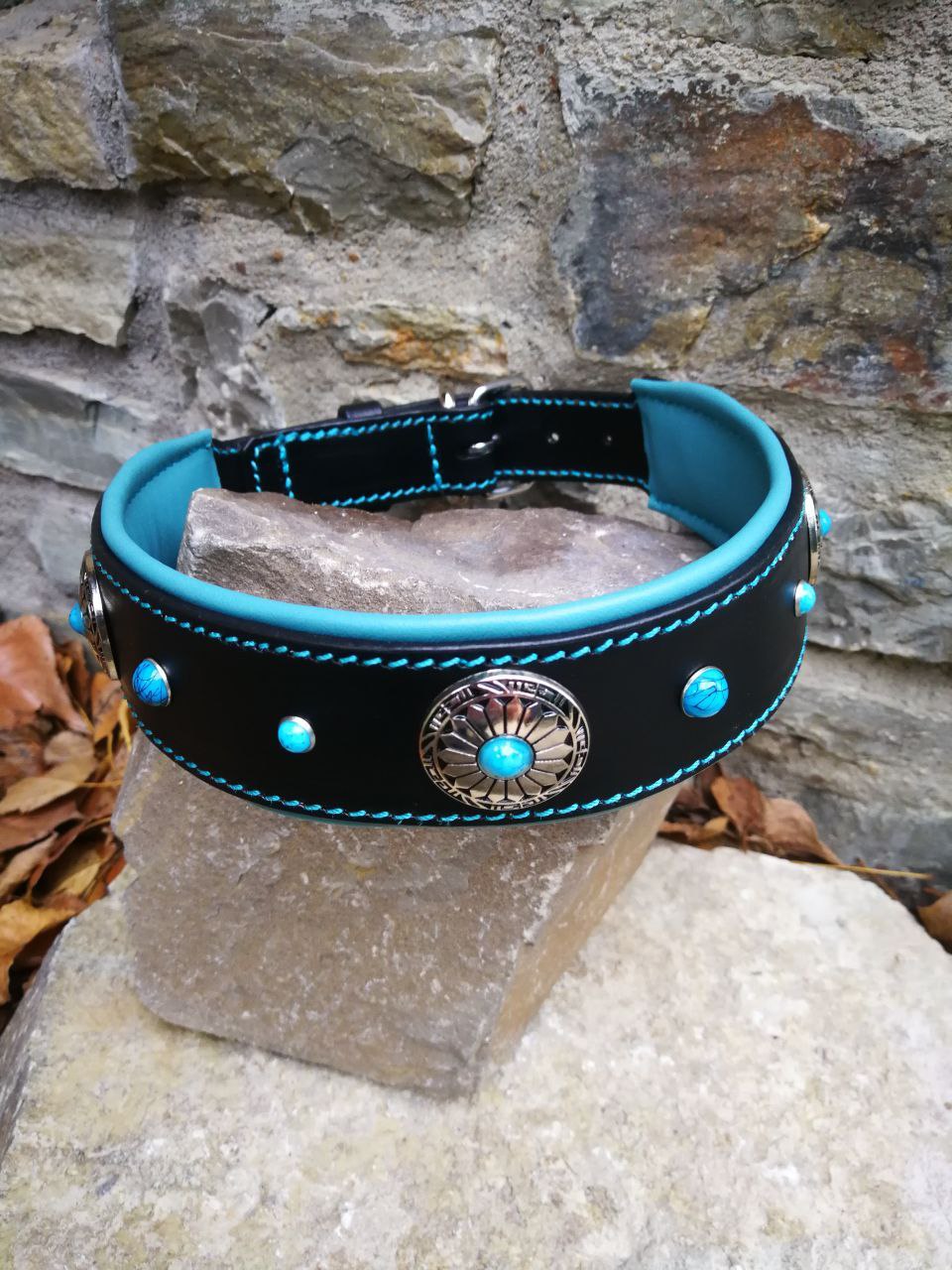 Turquoise Flower Dog Collar