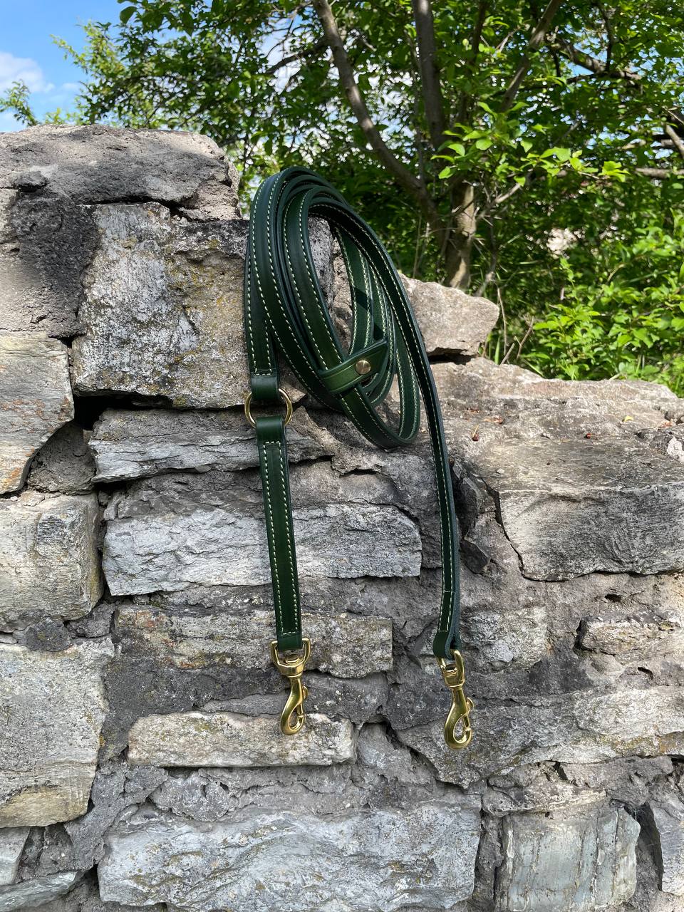 Hands-Free Leather Dog Leash – Multipurpose 7-Way Lead with Solid Brass Hardware