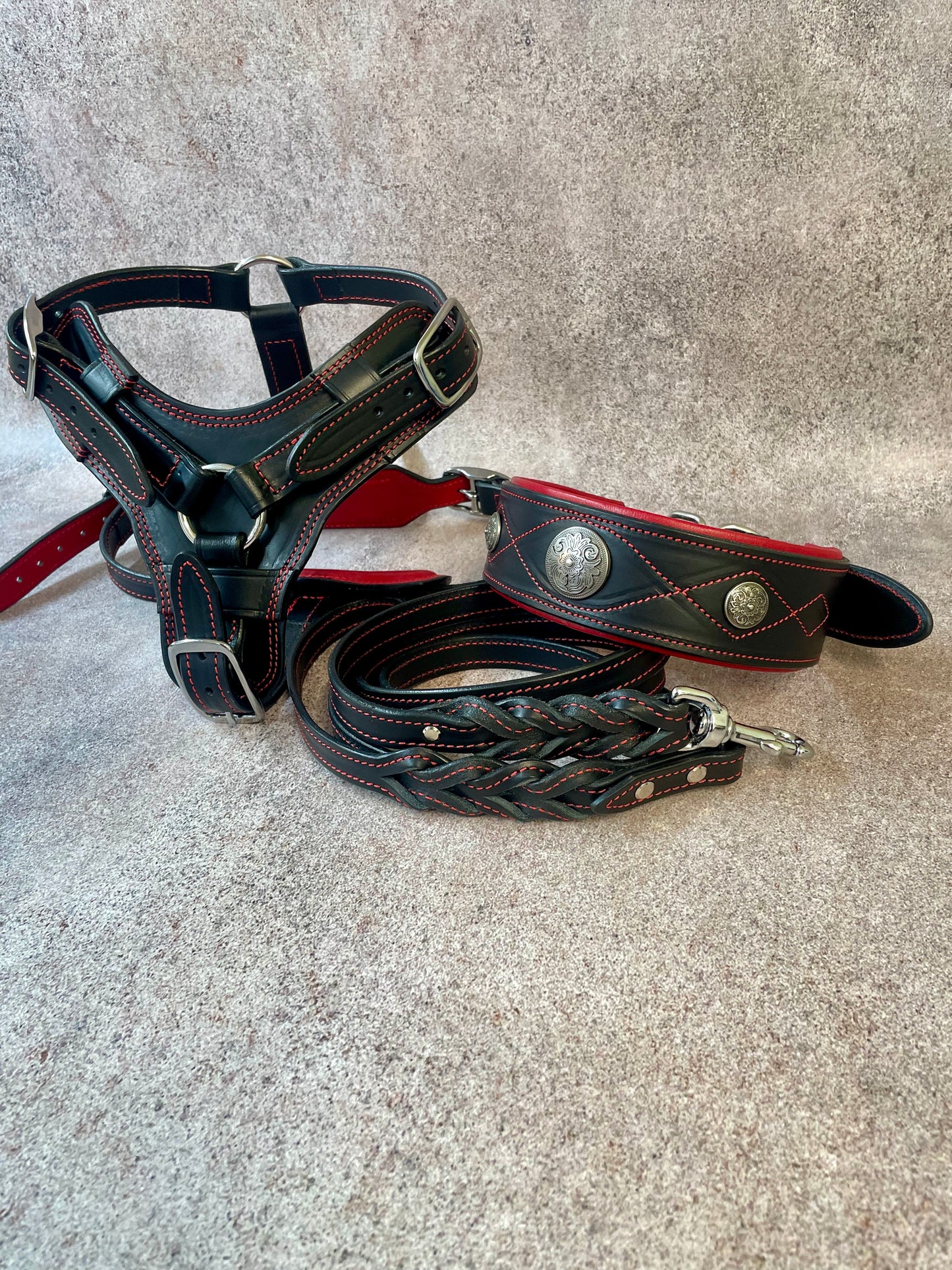 Premium Western Leather Dog Harness Set