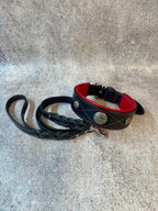 Premium Western Leather Dog Collar and Leash Set