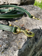 Hands-Free Leather Dog Leash – Multipurpose 7-Way Lead with Solid Brass Hardware