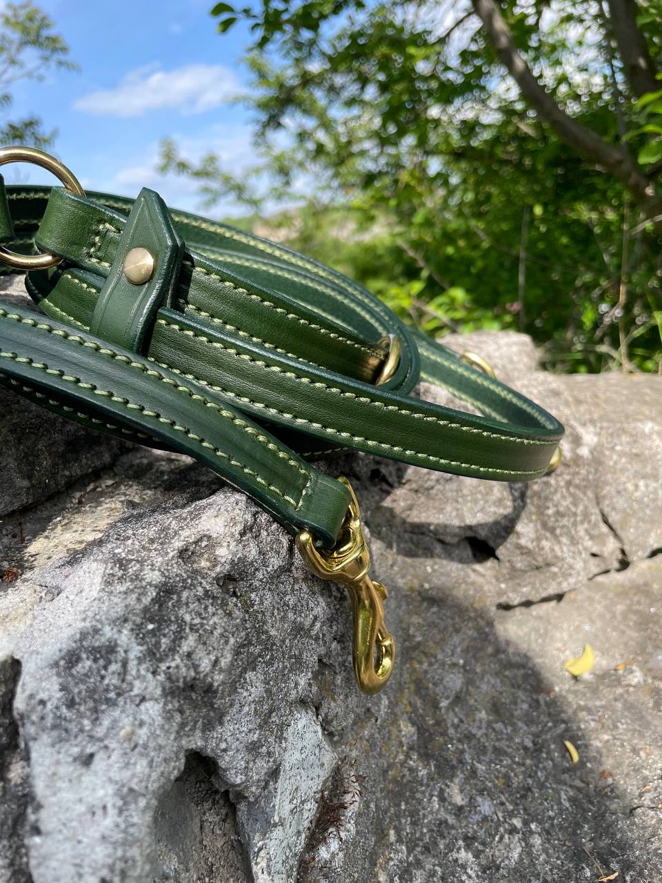 Full grain leather multifunctional 6 way dog leash
