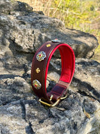 Castellar Leather Dog Collar Genuine Leather Soft Padded Nappa, Solid Brass Hardware