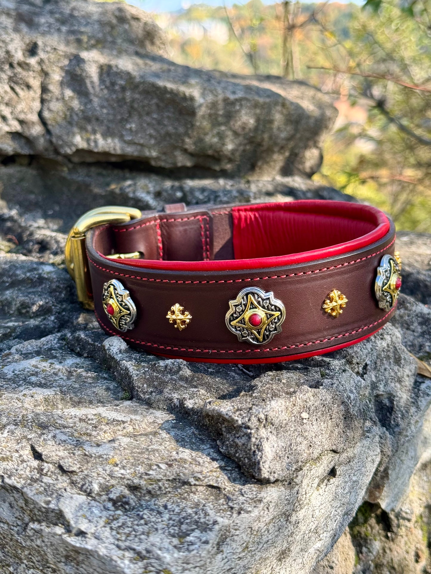 Wide Leather Dog Collar Padded, Custom Brown Collar, Strong Great Dane Cane Corso Doberman Gear