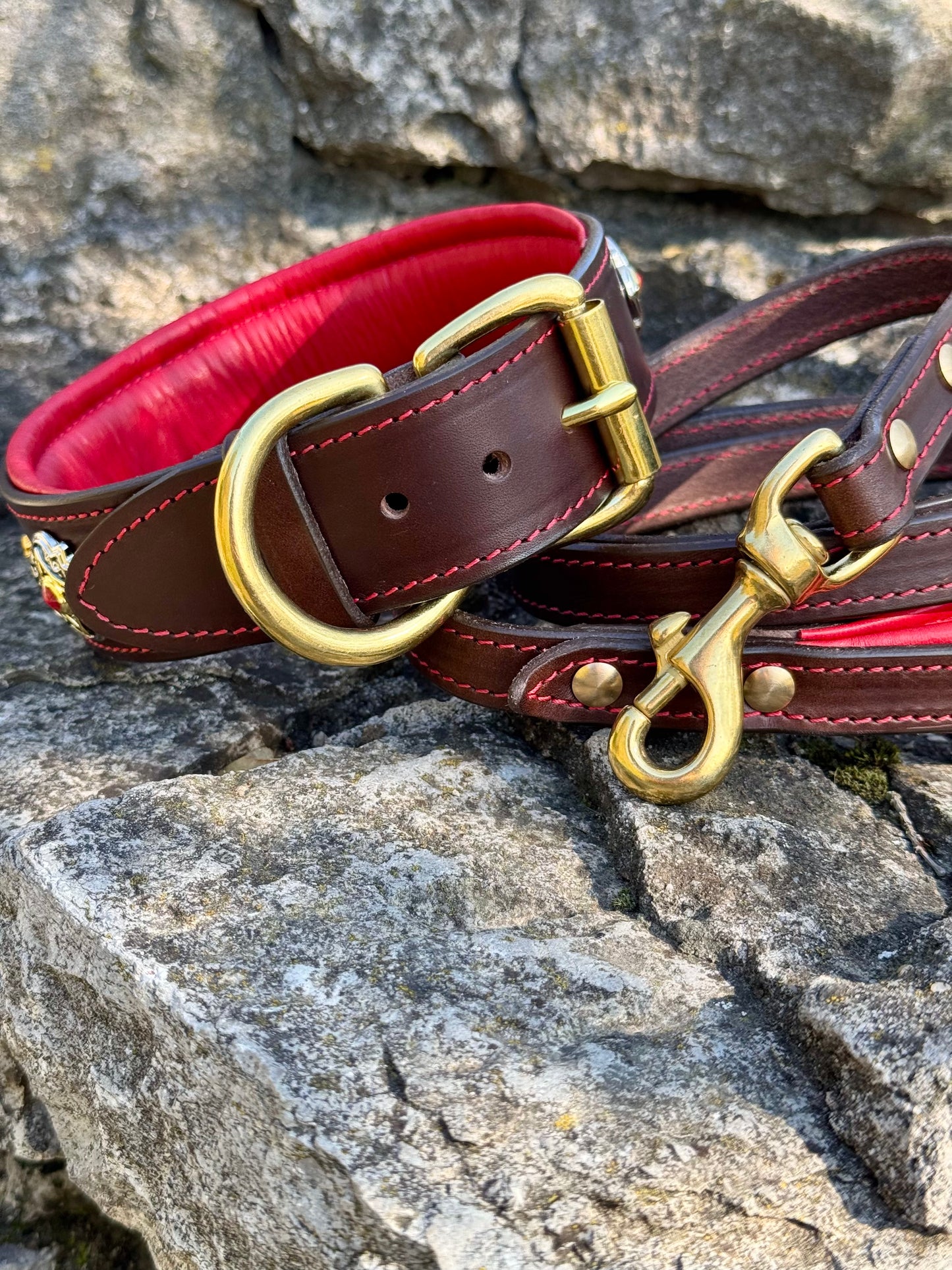 Luxury Leather Collar & Leash Set with Conchos, Perfect for Mastiff, Doberman