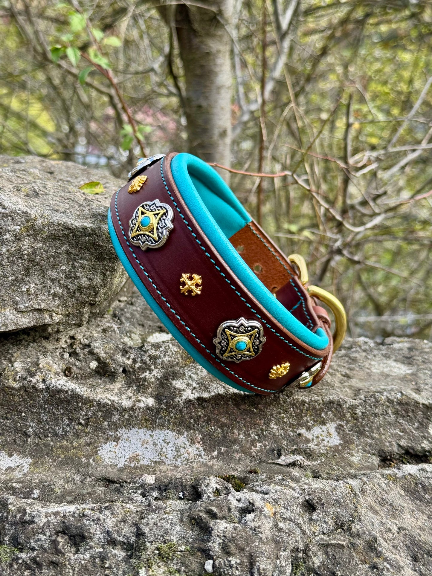 Luxury Castellar Collar 2 in Wide Padded with Ornaments