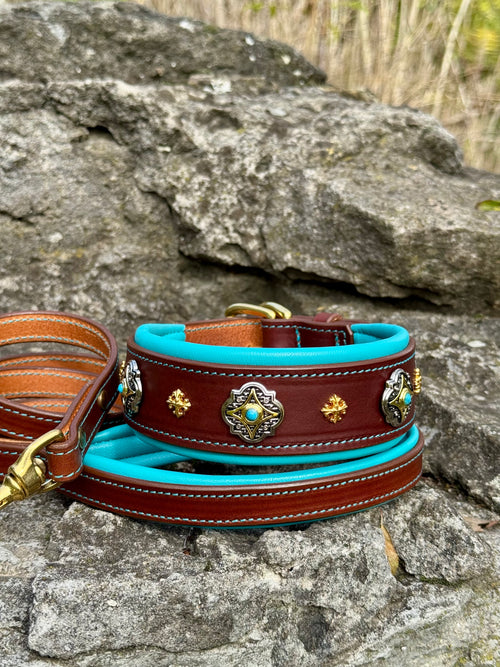 Castellar Leather Collar with Luxurious Ornaments