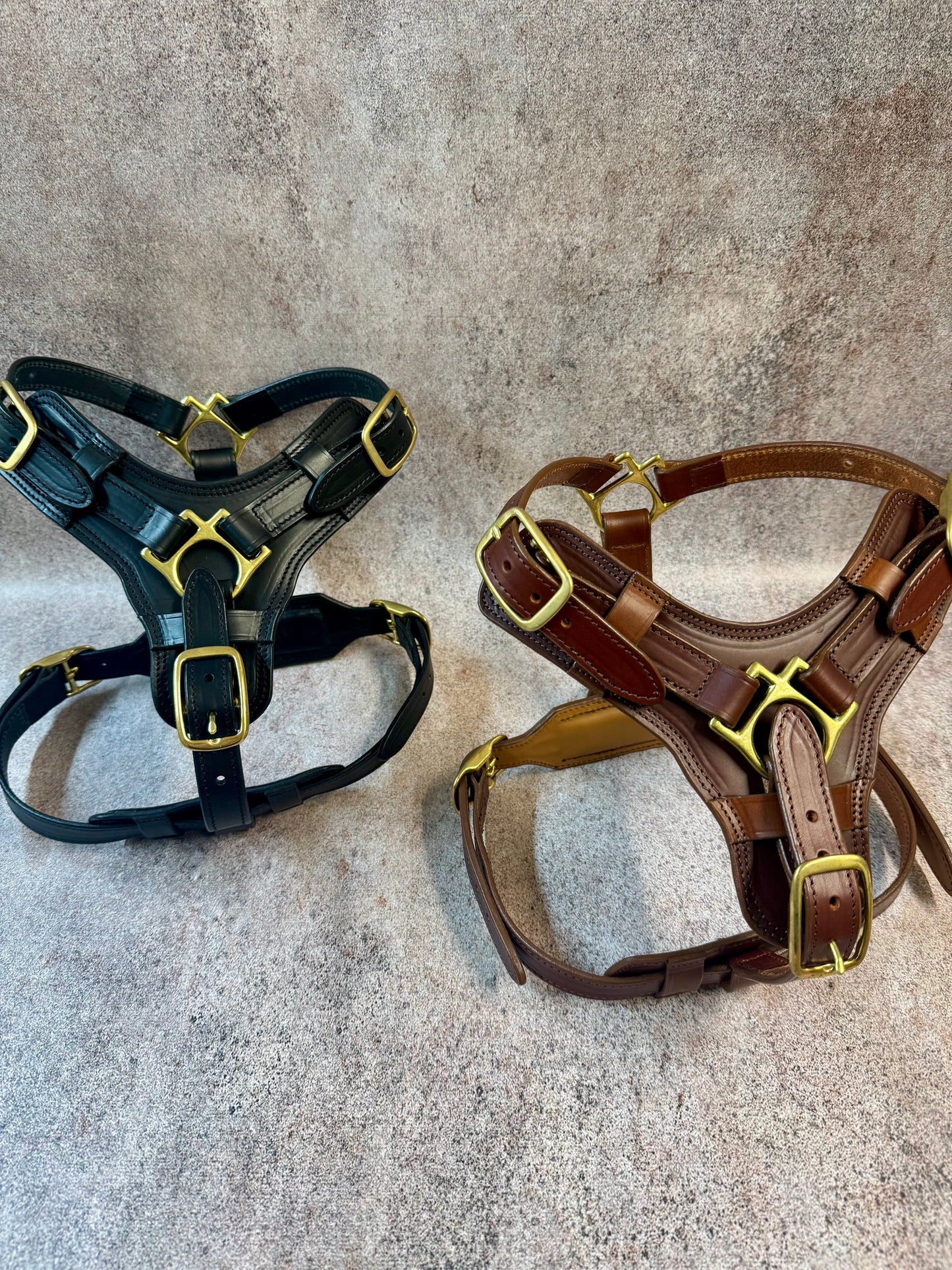 Luxury Leather Dog Harness with Brass Hardware