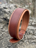 Premium Leather Dog Collar - Brown & Caramel Padded Edition
