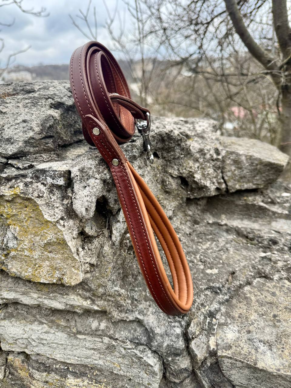 Personalized Leather Dog Collar & Leash Set – Brown & Caramel Edition