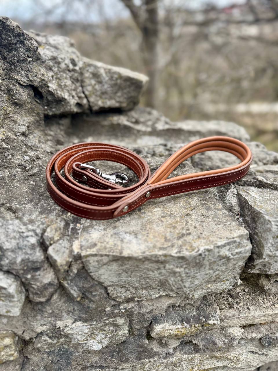 Heavy-Duty Leather Dog Leash - Brown & Caramel Edition