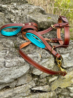 Leather Head Collar & Leash Set, Adjustable Head Halter, No Pull Dog Training Gear for Large Breeds