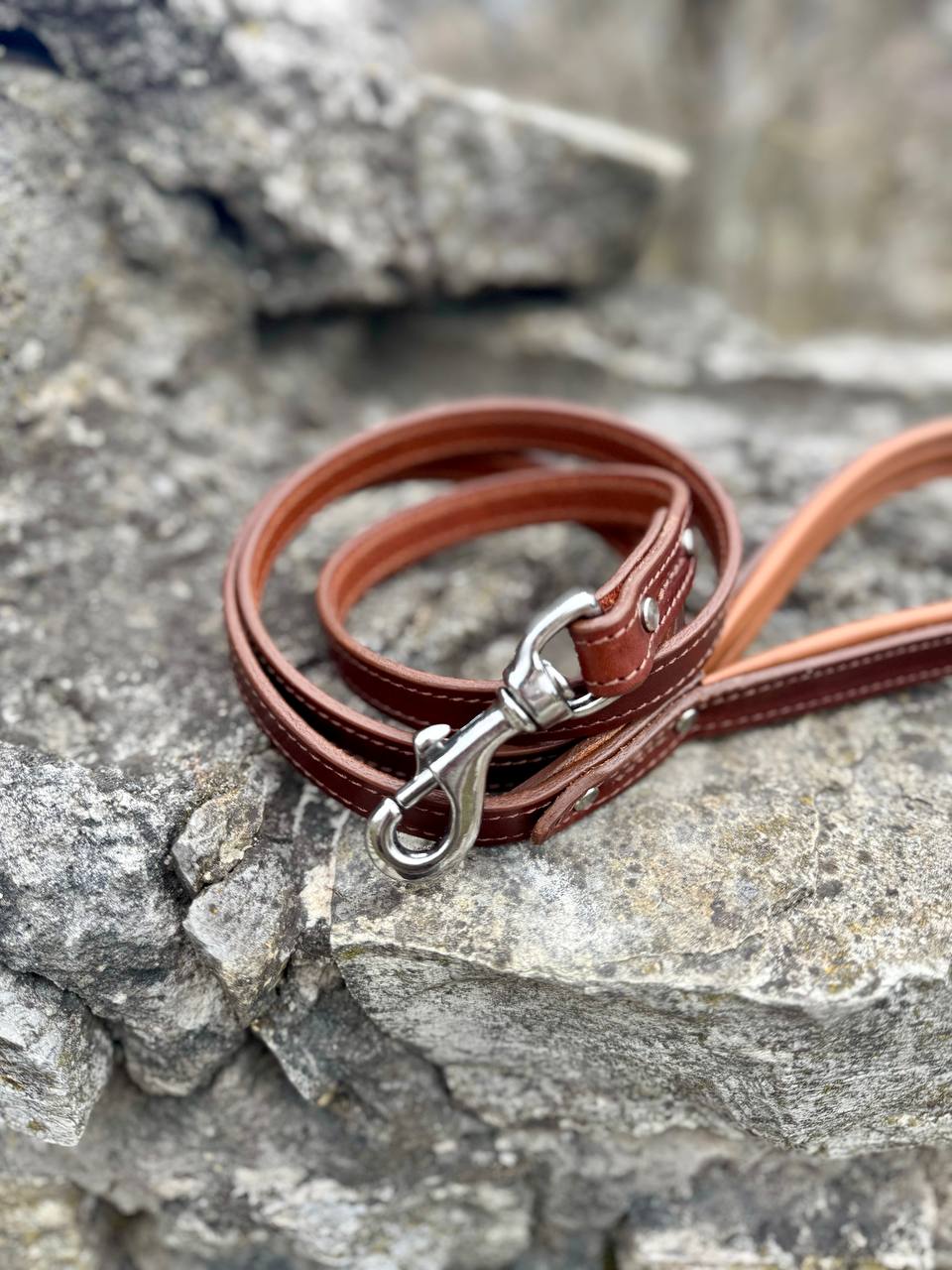Personalized Leather Dog Collar & Leash Set – Brown & Caramel Edition