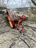 No-Pull Leather Dog Halter - Brown & Caramel Padded Edition
