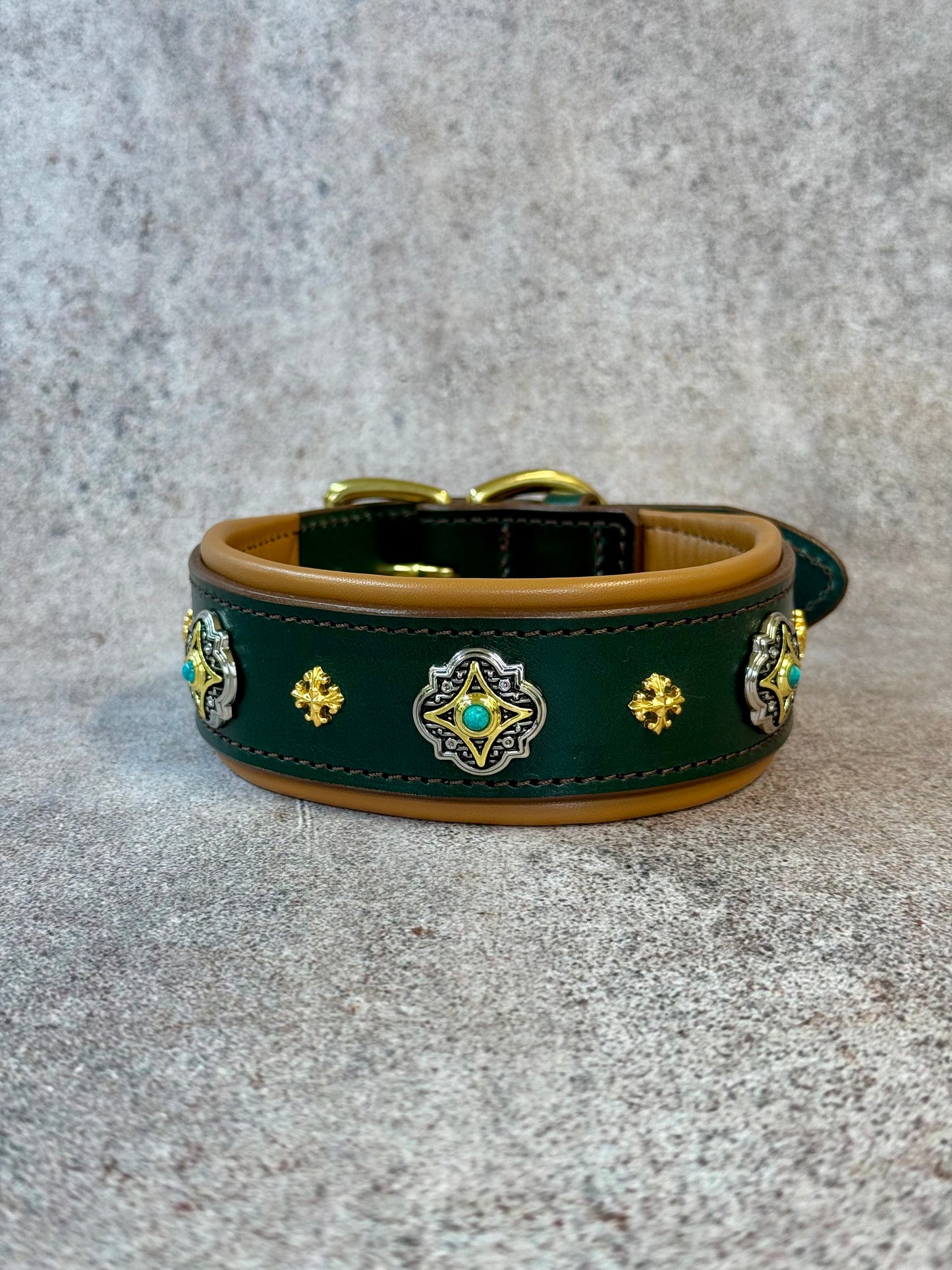 Castellar Leather Collar with Luxurious Ornaments