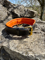 Comfort Edition - Leather Black & Orange Collar with Handle