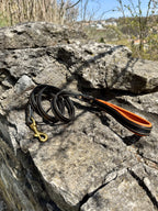Comfort Edition - Leather Black & Orange Padded Leash