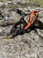 Comfort Edition - Leather Black & Orange Padded Leash