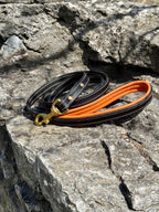 Comfort Edition - Leather Black & Orange Padded Leash
