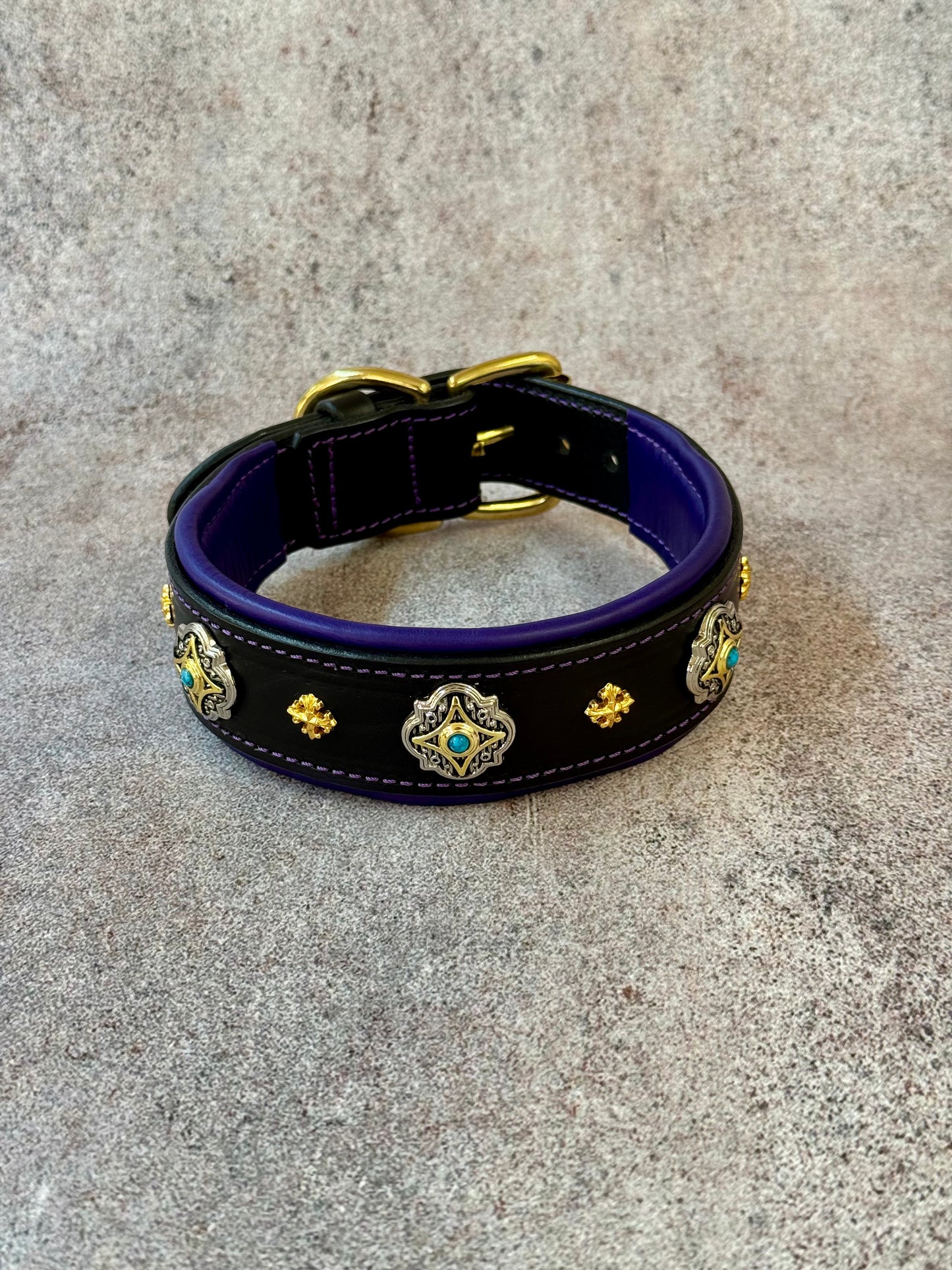 Castellar Leather Collar with Luxurious Ornaments