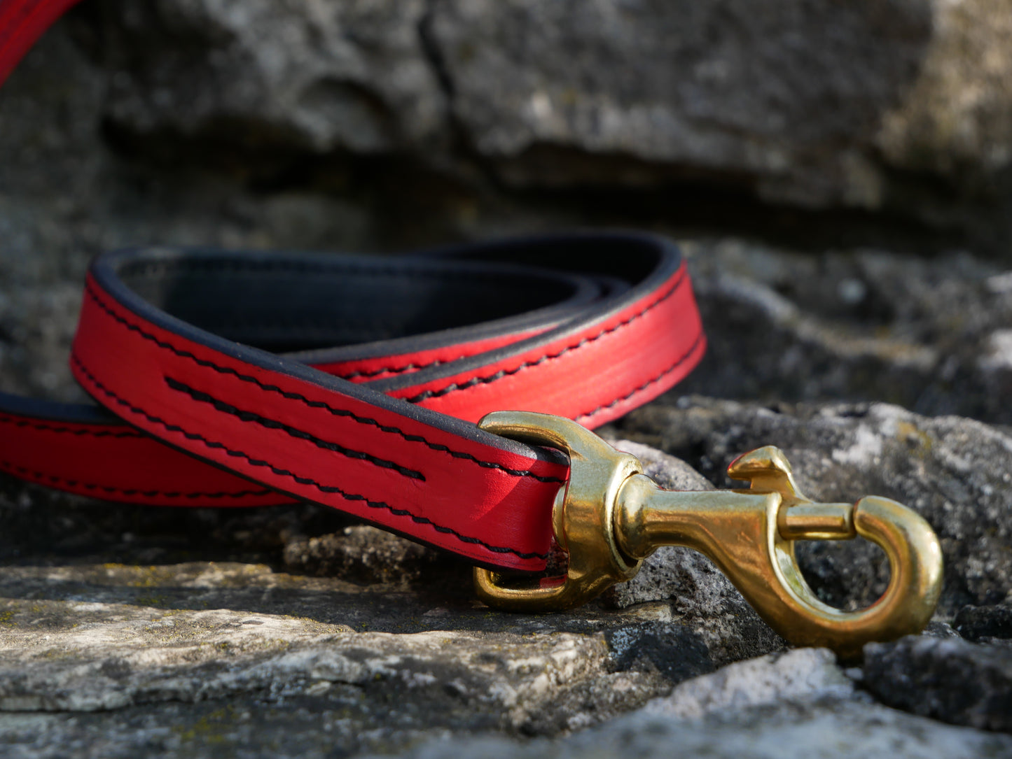 Castellar Collar and Leash Set with Ornaments Red