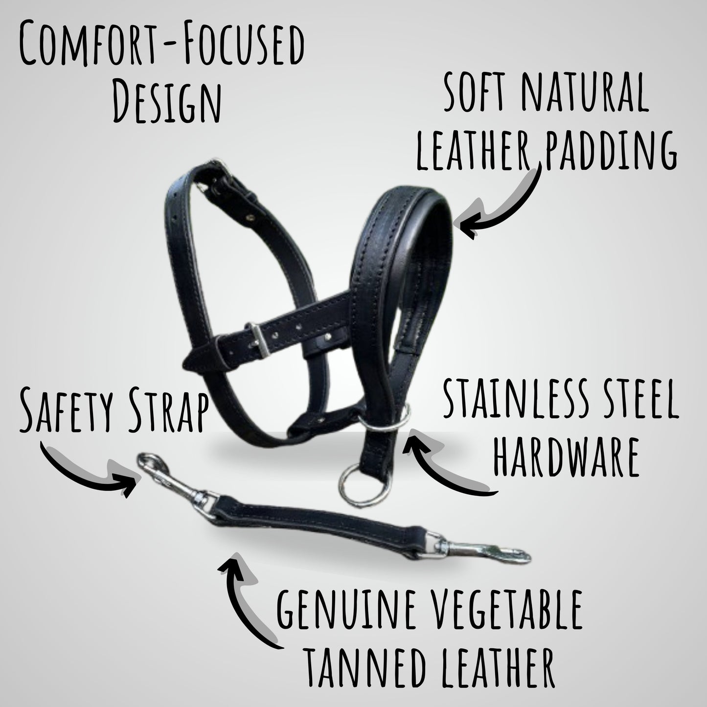 Leather No-Pull Head Collar for Large Dogs