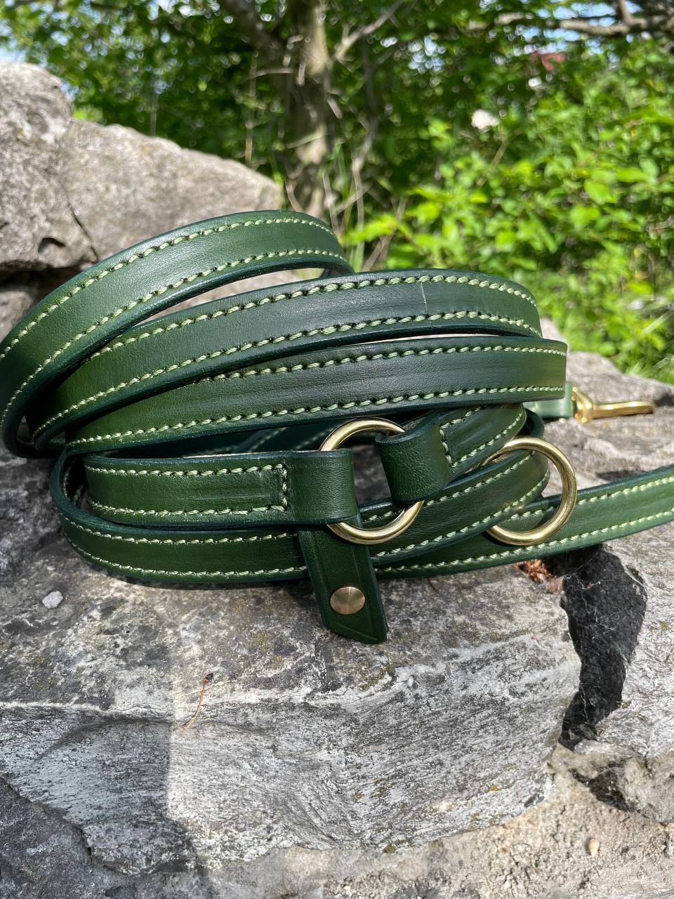 Hands-Free Leather Dog Leash – Multipurpose 7-Way Lead with Solid Brass Hardware