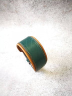 Luxury Green Leather Caramel Padded Dog Collar with Soft Cushion, Hound Dog Collar, Classic Padded Collar, Caramel Green Dog Collar