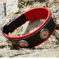 Padded Leather Dog Collar with Conchos, Flowers Decor Dog Collar for Large Dog, German Shepherd, Cane Corso, Doberman, Golden Retriever