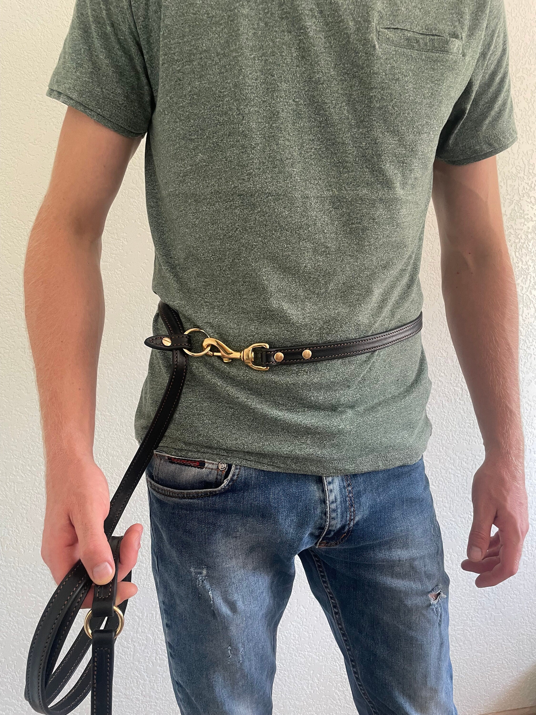 Leather Multi-Purpose Dog Leash – 8 ft Hands-Free Lead