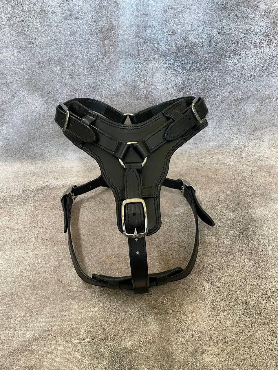 Leather Dog Harness for Large Dogs, Padded Dog Harness with Stainless Steel Buckles