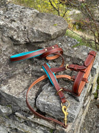 Leather Head Collar & Leash Set, Adjustable Head Halter, No Pull Dog Training Gear for Large Breeds