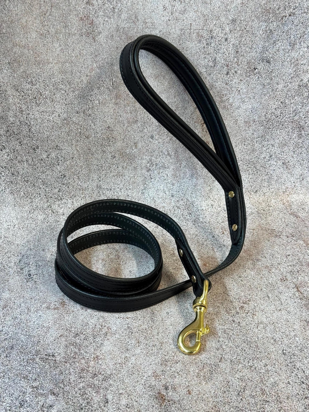 Premium Black Leather Dog Harness Collar and Leash Set, Brass Hardware, Personalized Dog Collar for Medium and Large Dogs