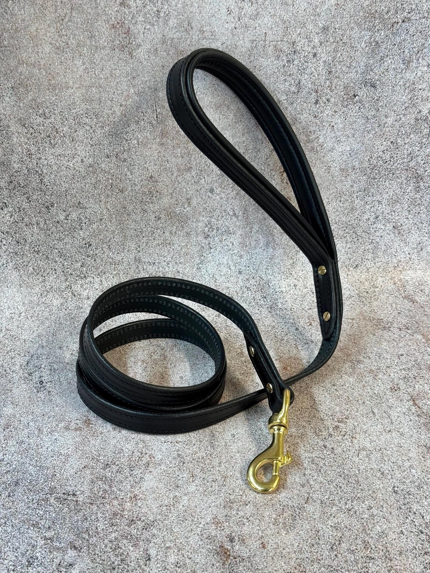 Premium Black Leather Dog Harness Collar and Leash Set, Brass Hardware, Personalized Dog Collar for Medium and Large Dogs