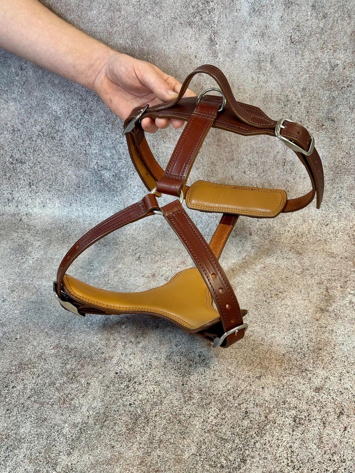 Brown Leather Dog Harness for Large Dogs, Cane Corso Mastiff Doberman