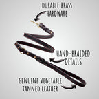 Premium Western Leather Dog Collar and Leash Set