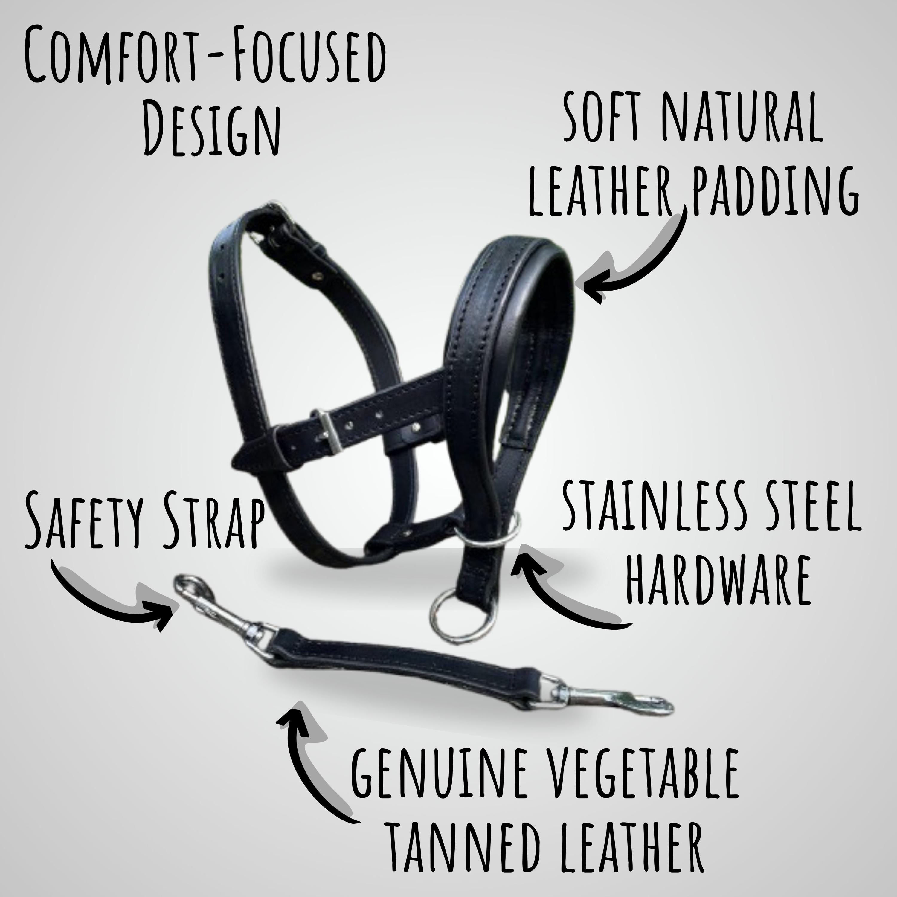 Leather Dog Collar, Head Collar & Leash Set, No Pull Headcollar for Large Dogs, Training Set for Doberman, Shepherd, Mastiff