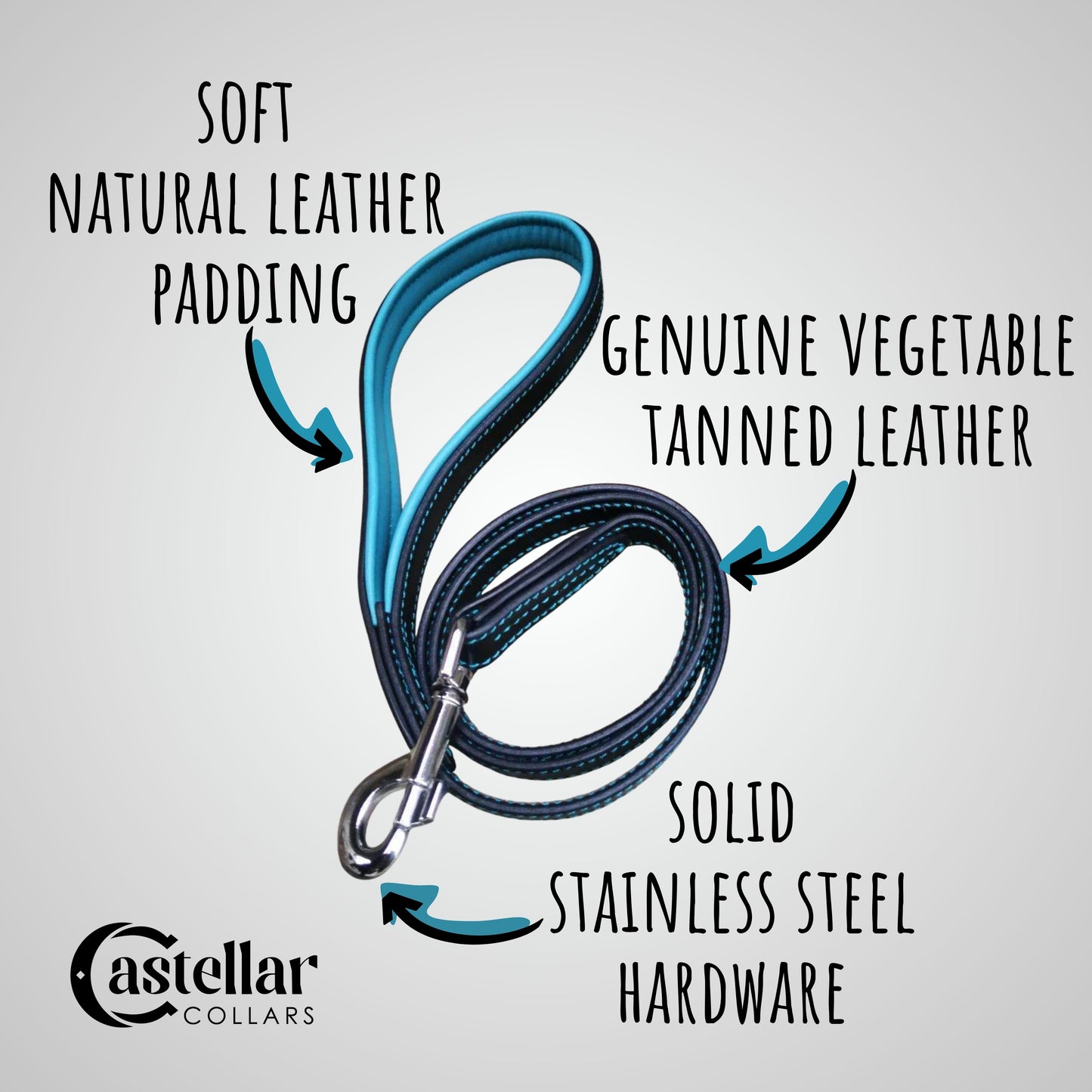 Brown Leather Dog Collar Red Padding with Conchos & Matching Leash with Handle