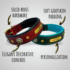 Luxury Leather Collar & Leash Set with Conchos, Perfect for Mastiff, Doberman